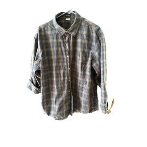 Vintage Old Navy Men’s 100% Cotton Blue Gingham Regular Fit Button Down Shirt XL